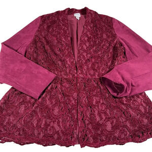 Chico’s Burnout Velvet & Faux Suede Cardigan - Size Medium (‎ Size 1 )